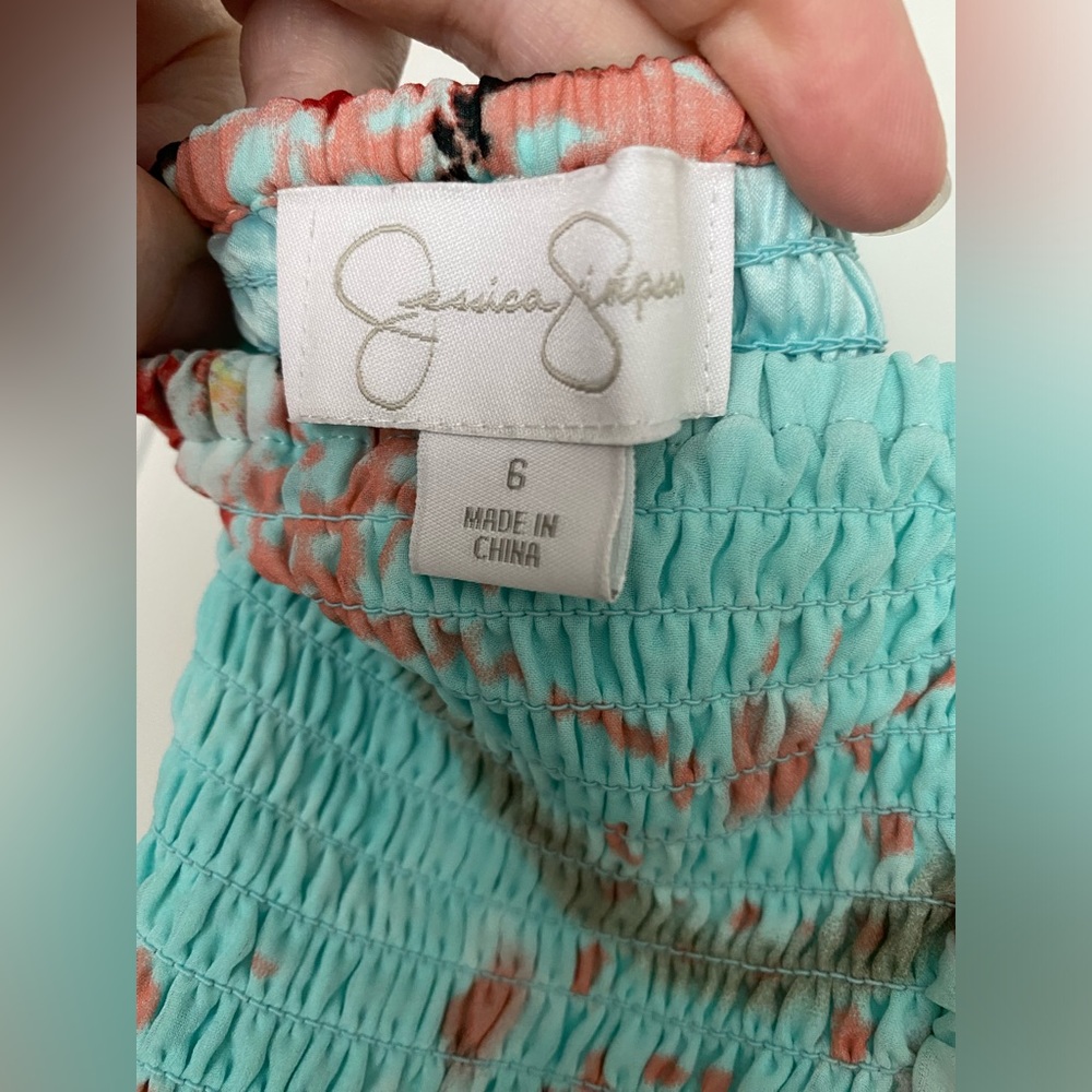 Jessica Simpson Floral Maxi Dress - Aqua and Coral - Picture 7 of 11